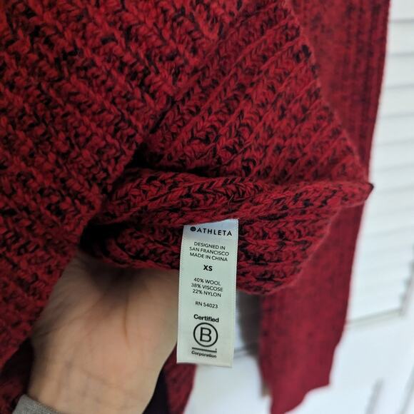 Athleta Sierra Crew Wool Blend Sweater Candy Red Marl XS - Picture 6 of 7